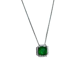 Colar Quadrado Esmeralda fusion e zircônia Zircônia G Prata 925 Ródio