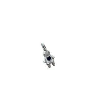 Pingente menino Argola cravejada Safira Azul fusion Prata 925 Lisa