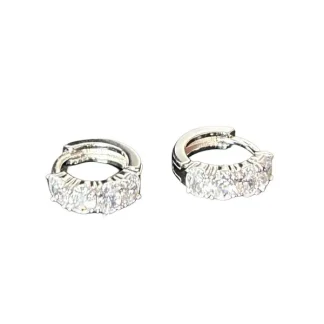 Brinco Argola zircônia 4 pedras P 0,8 mm Prata 925 Ródio