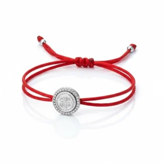 Pulseira São Bento zircônia fio de seda vermelho Prata 925 Ródio