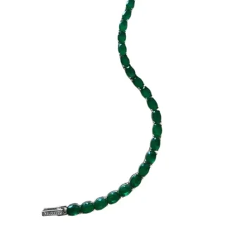 Pulseira Riviera esmeralda fusion oval 17 cm Prata 925 Ródio