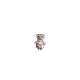 Pingente PIN Urso zircônia Prata 925 Ródio