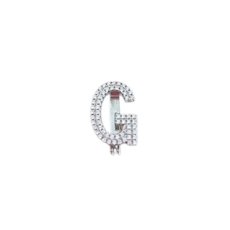 Pingente PIN letra G cravejado zircônia Prata 925 ródio