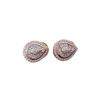 Brinco Gota Baguete Prata 925 Ouro 18 K