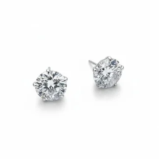 Brinco Solitário redondo Moissanite 11 mm Prata 925 Ródio