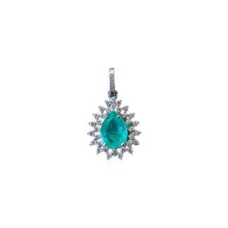 Pingente Gota 3 cm turmalina fusion e zircônia Prata 925 Ródio