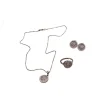 Conjunto Colar Brinco Anel Pizza zircônia Prata 925 Ródio