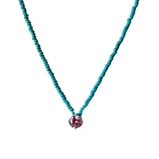 Colar turquesa fusion Ponto luz zircônia Prata 925 Ródio