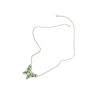 Colar Borboleta esmeralda Prata 925 Lisa