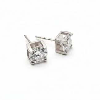 Brinco Solitário cartier zircônia 8 mm quadrada Prata 925 Ródio