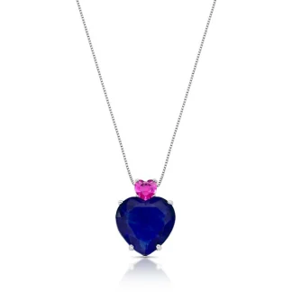Colar Coração Tanzanita topázio rosa fusion Prata 925 Ródio