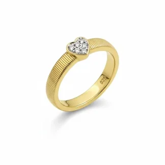 Anel Coração linha italiana zircônia Prata 925 Ouro 18 k
