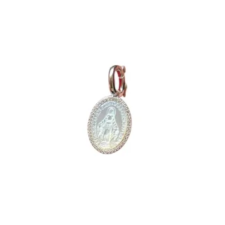 Pingente Nossa Senhora madre pérola zircônia 2 cm Prata 925 Ródio