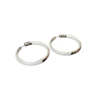 Brinco Argola Zircônia G Prata 925 Ródio