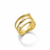 Anel Linha Italiana 3 zircônias Prata 925 Ouro 18 k