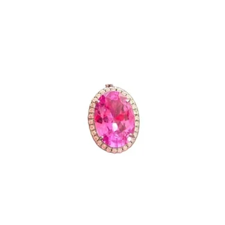 Pingente PIN Oval Kunzita fusion Prata 925 Ródio
