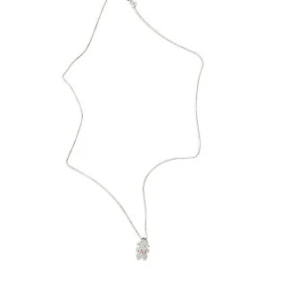 Colar Menina Topázio Rosa fusion Zircônia Prata 925 Lisa