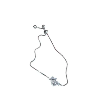 Pulseira 3 Borboletas Zircônia Gravata Prata 925 Ródio
