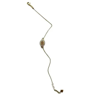Pulseira Nossa Senhora zircônia com alongador Prata 925 Ouro 18 k
