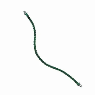 Pulseira Riviera Esmeralda fusion 17,5 cm 4mm Prata 925 Ródio