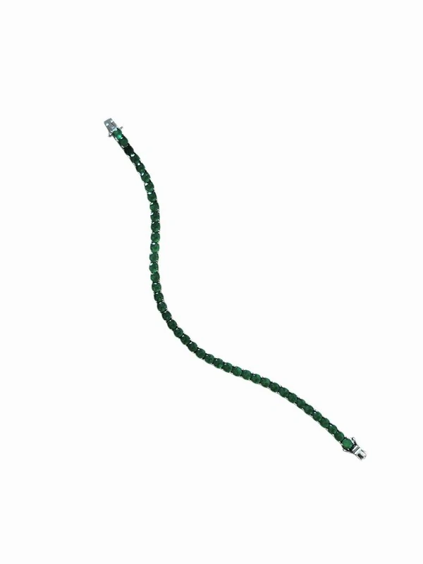 Pulseira Riviera Esmeralda fusion 17,5 cm 4mm Prata 925 Ródio, Bottega D'Oro
