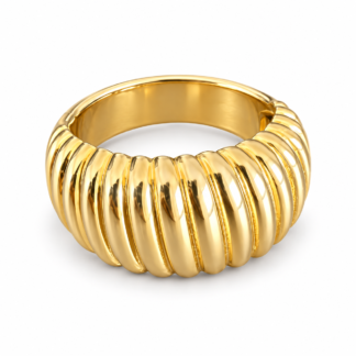 Anel Baulado Filetes Prata 925 banho de ouro 18k