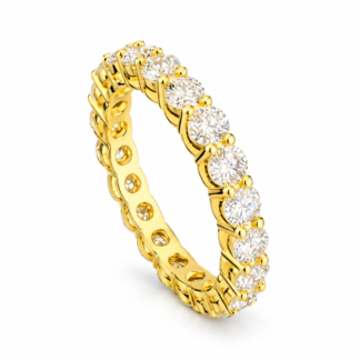 Anel aliança inteira Moissanite 2,2 Ct Prata 925 banho de ouro 18k