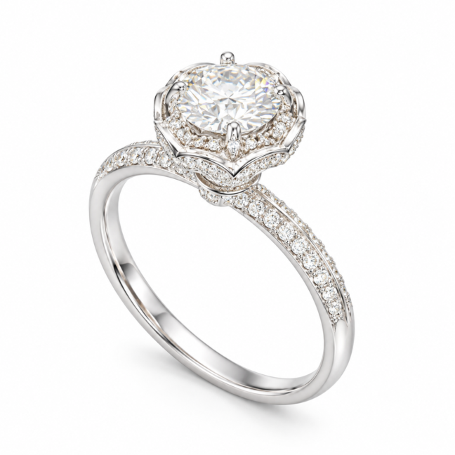 Anel Solitário Rainha 2 cores Moissanite 1 Ct Moissanite Prata 925 Ródio