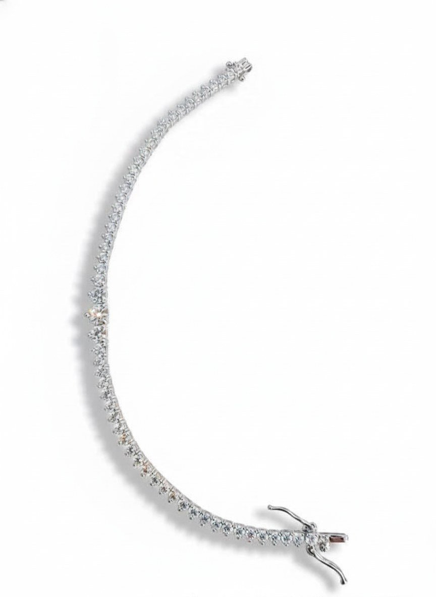 Pulseira Riviera degradê zircônia17 cm Prata 925 Ródio, Bottega D'Oro