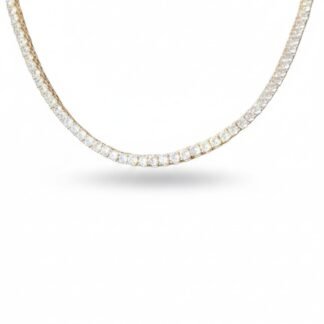 Colar Riviera zircônia 4 garras 3mm 40 cm Prata 925 banho de ouro 18k, Bottega D'Oro