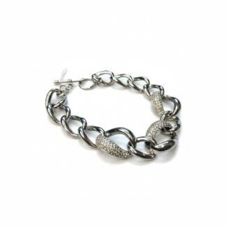 Pulseira Elos Zircônia 19 cm Prata 925 Ródio, Bottega D'Oro