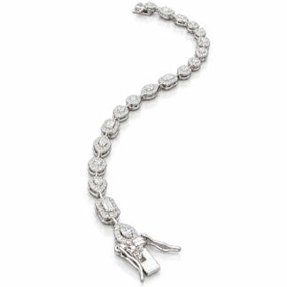 Pulseira Riviera formas zircônia 18 cm Prata 925 Ródio